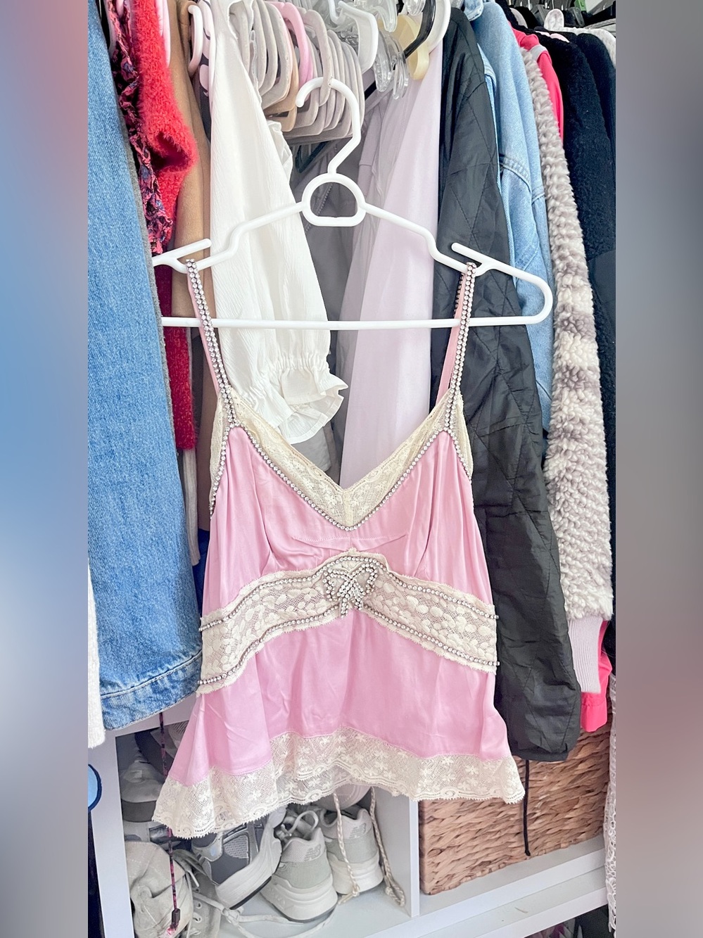 Love shack Fancy Laticia Pink Lace-Trim Top